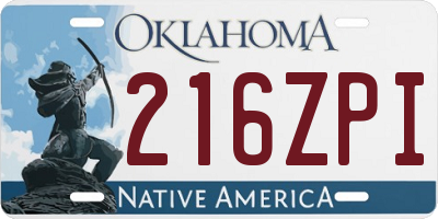 OK license plate 216ZPI