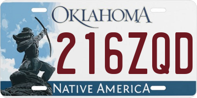 OK license plate 216ZQD