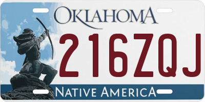 OK license plate 216ZQJ