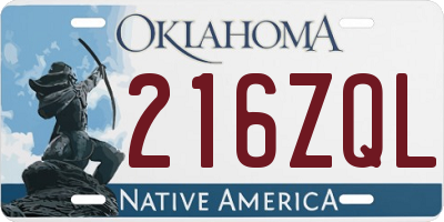 OK license plate 216ZQL