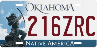 OK license plate 216ZRC