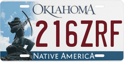 OK license plate 216ZRF