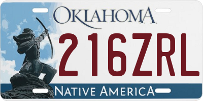 OK license plate 216ZRL