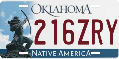 OK license plate 216ZRY