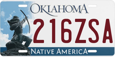 OK license plate 216ZSA