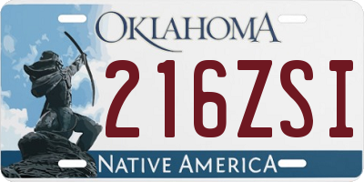 OK license plate 216ZSI