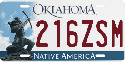 OK license plate 216ZSM