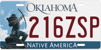 OK license plate 216ZSP