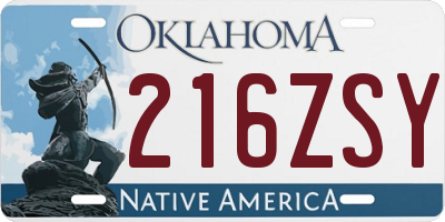 OK license plate 216ZSY