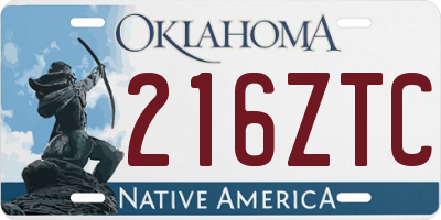 OK license plate 216ZTC