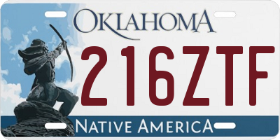 OK license plate 216ZTF