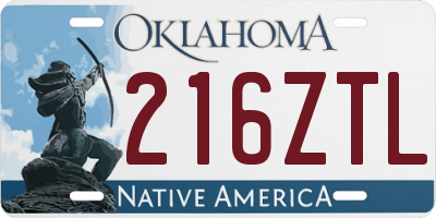 OK license plate 216ZTL