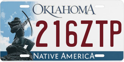 OK license plate 216ZTP