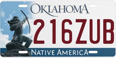 OK license plate 216ZUB