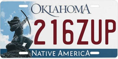 OK license plate 216ZUP