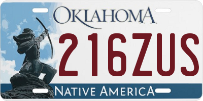 OK license plate 216ZUS