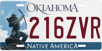 OK license plate 216ZVR