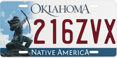 OK license plate 216ZVX