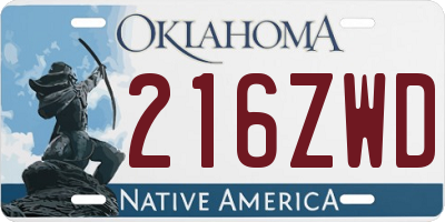 OK license plate 216ZWD