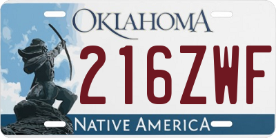 OK license plate 216ZWF