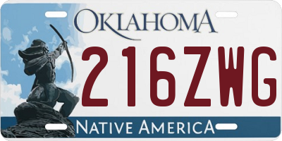 OK license plate 216ZWG