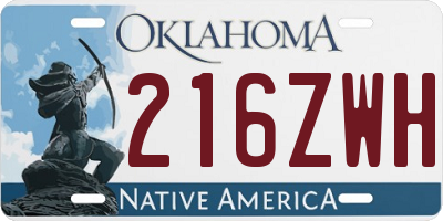 OK license plate 216ZWH
