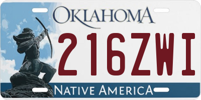 OK license plate 216ZWI