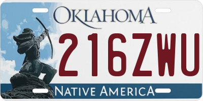 OK license plate 216ZWU