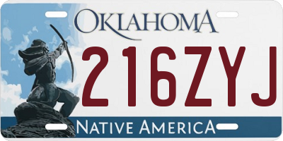 OK license plate 216ZYJ