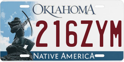 OK license plate 216ZYM