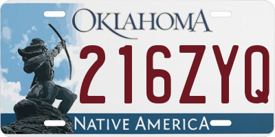 OK license plate 216ZYQ