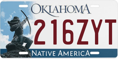 OK license plate 216ZYT