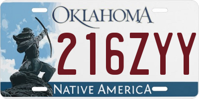 OK license plate 216ZYY