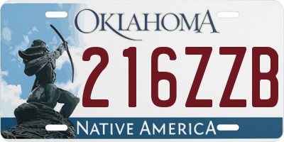 OK license plate 216ZZB