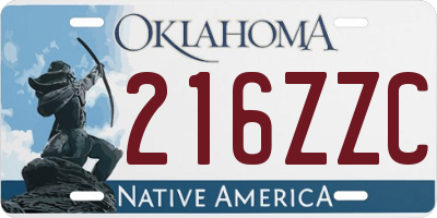 OK license plate 216ZZC