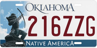 OK license plate 216ZZG