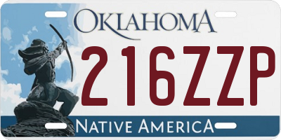 OK license plate 216ZZP