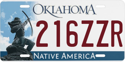 OK license plate 216ZZR