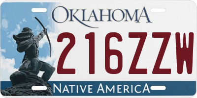 OK license plate 216ZZW