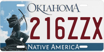 OK license plate 216ZZX