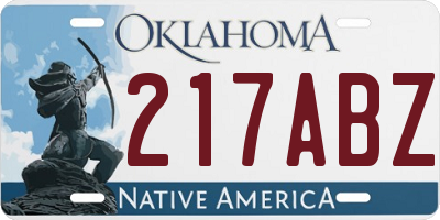 OK license plate 217ABZ