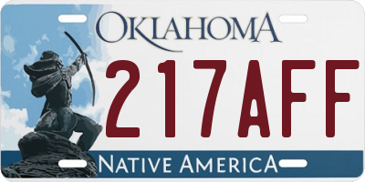 OK license plate 217AFF