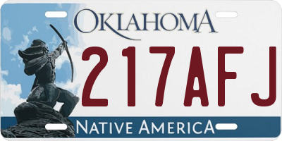 OK license plate 217AFJ