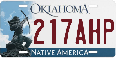 OK license plate 217AHP