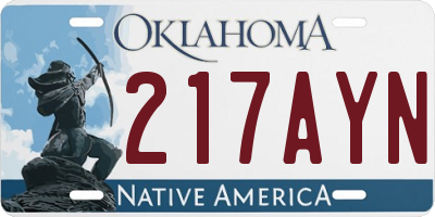 OK license plate 217AYN