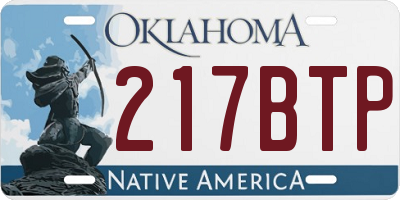 OK license plate 217BTP