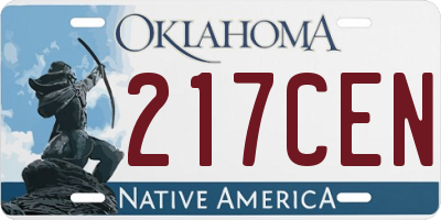 OK license plate 217CEN
