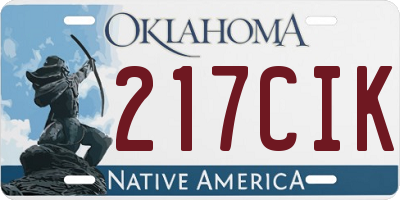OK license plate 217CIK