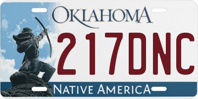 OK license plate 217DNC