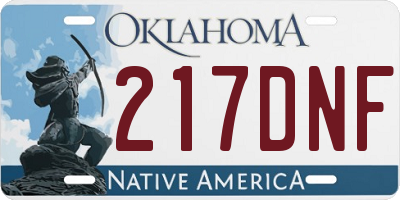 OK license plate 217DNF